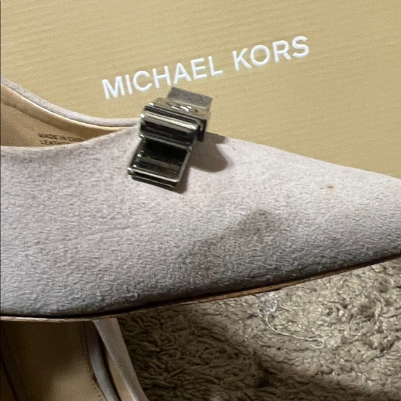 Michael Kors Women's Taupe Heels with Silver Accent - Picture 3 of 7
